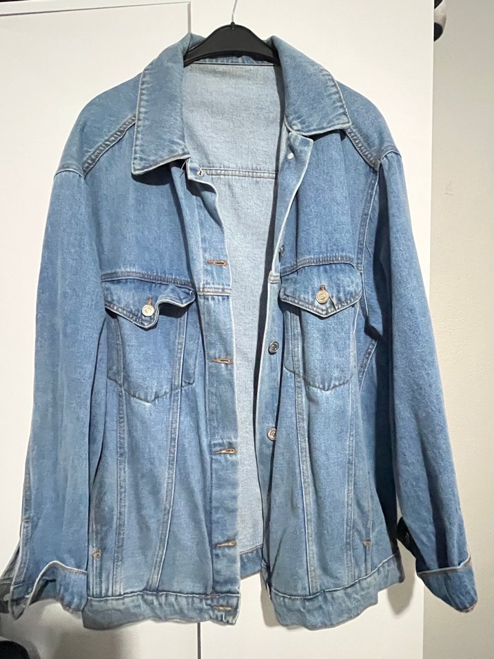 Düğmeli Gri Mavi Kadın Denim Ceket - Görsel 2