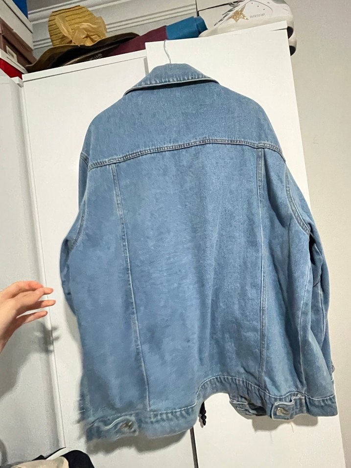 Düğmeli Gri Mavi Kadın Denim Ceket - Görsel 4