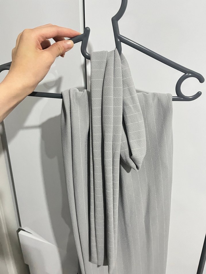 Düğmeli Gri Kadın Keten Uzun Yelek - Görsel 3