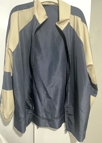 Gri Mavi Yüksek Yakalı Fermuarlı Kadın Ceket - Görsel 3