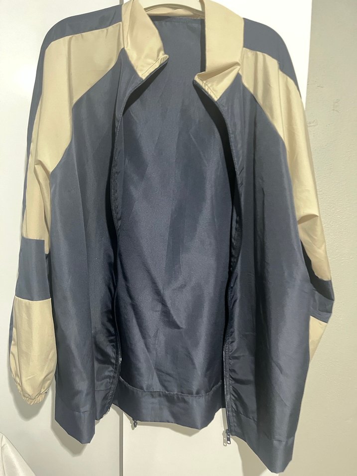 Gri Mavi Yüksek Yakalı Fermuarlı Kadın Ceket - Görsel 3