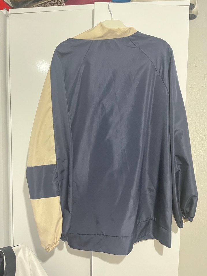 Gri Mavi Yüksek Yakalı Fermuarlı Kadın Ceket - Görsel 2