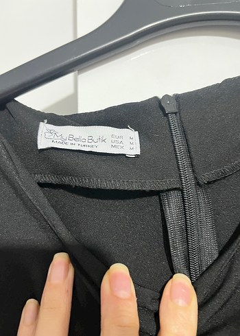 m Beden Siyah Uzun Drapeli Kadın Elbise