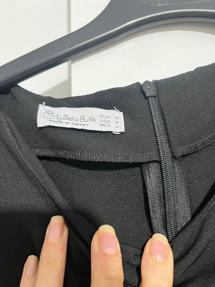 Siyah Uzun Drapeli Kadın Elbise - Görsel 2