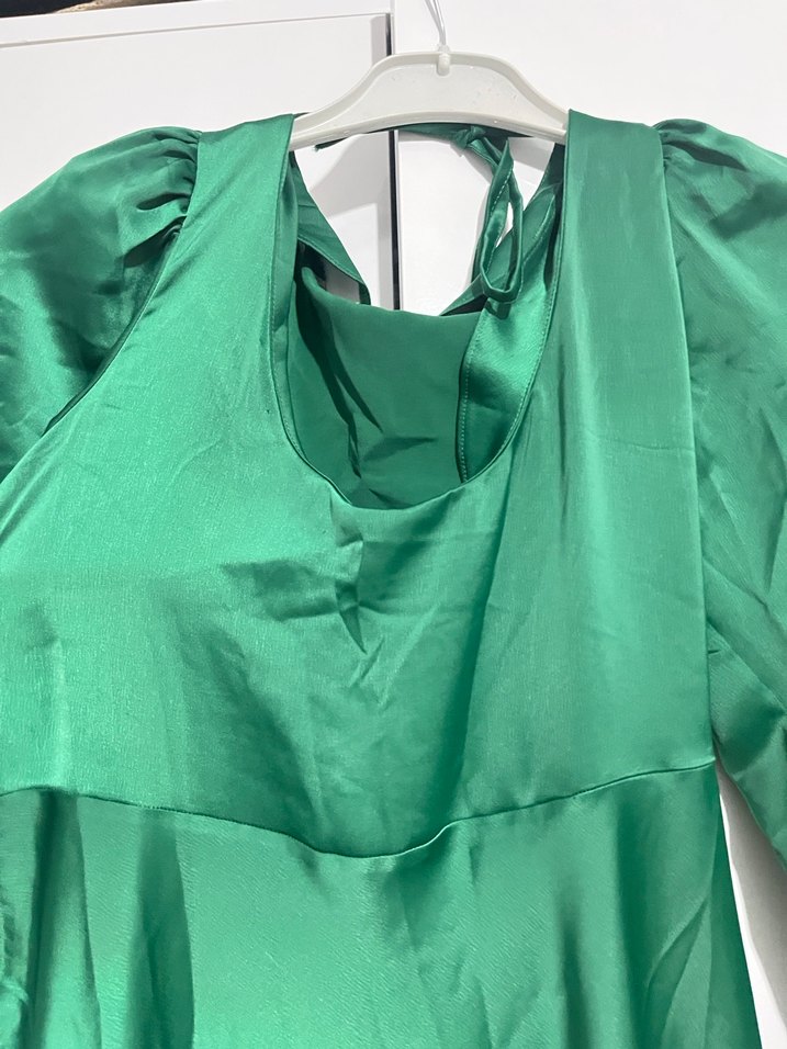 Drapeli Yeşil Uzun Elbise - Görsel 2