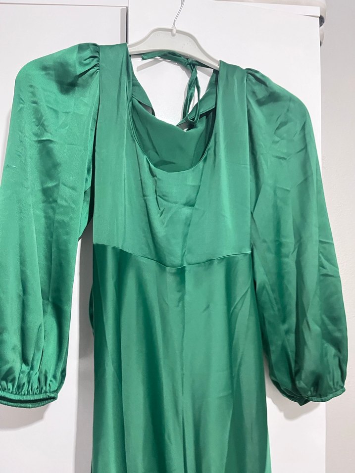 Drapeli Yeşil Uzun Elbise - Görsel 4