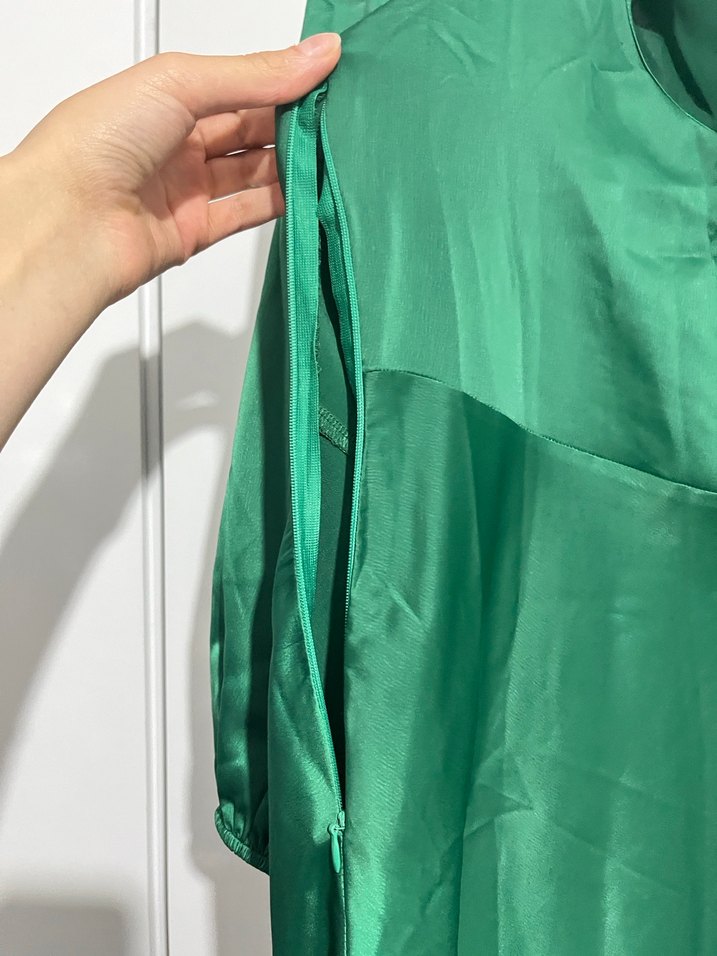 Drapeli Yeşil Uzun Elbise - Görsel 3