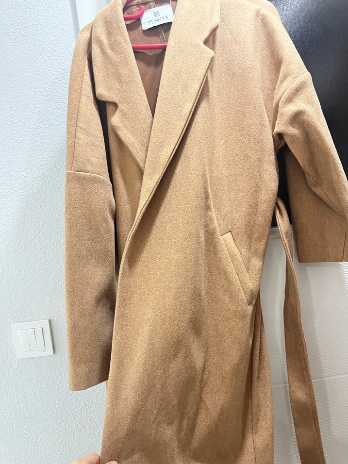 Kahverengi Uzun Süet Kadın Kaban - Görsel 4