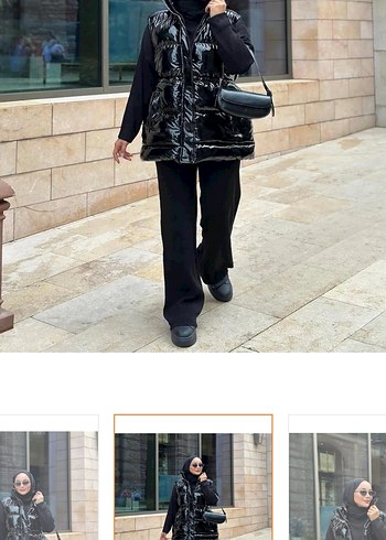 Siyah Parlak Kemerli Yelek - Görsel 2