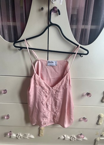 Primark Rita Ora Marka Dantel Detaylı Pudra Pembe İp Askılı Bluz S Beden