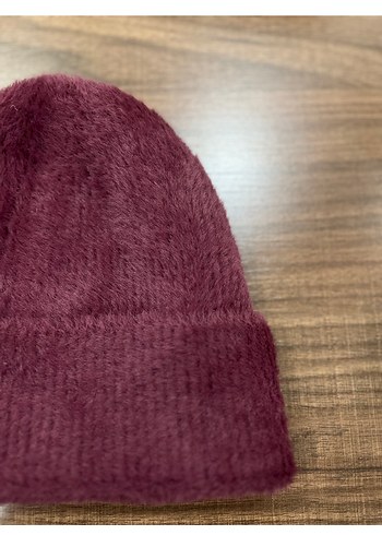 Bordo Kadın akrilik yumuşacık saçak tüylü bere - Görsel 2