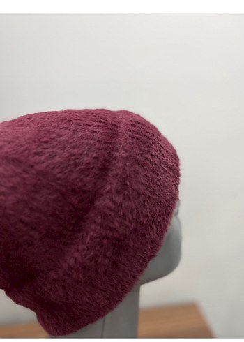 Bordo Kadın akrilik yumuşacık saçak tüylü bere - Görsel 3