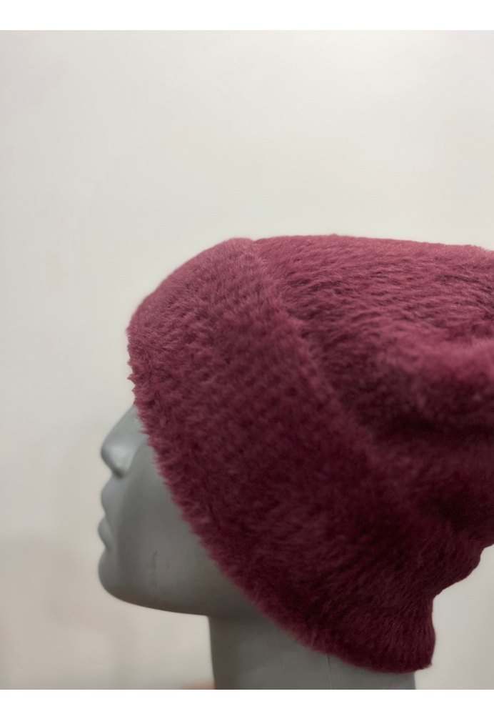 Bordo Kadın akrilik yumuşacık saçak tüylü bere - Görsel 4