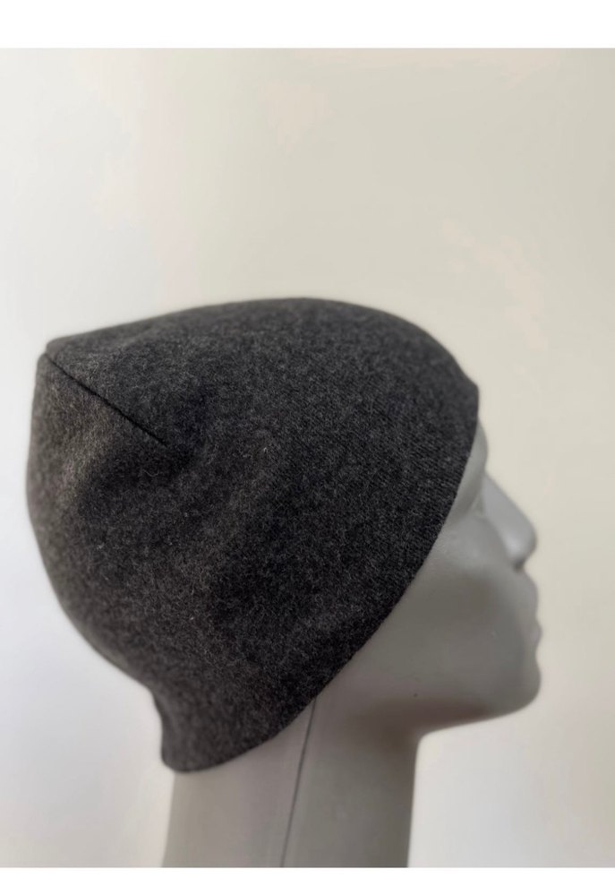 Antrasit düz pamuklu penye bere - Görsel 3