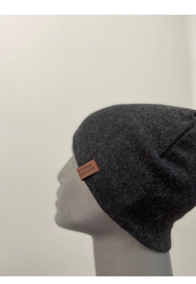 Antrasit düz pamuklu penye bere - Görsel 2