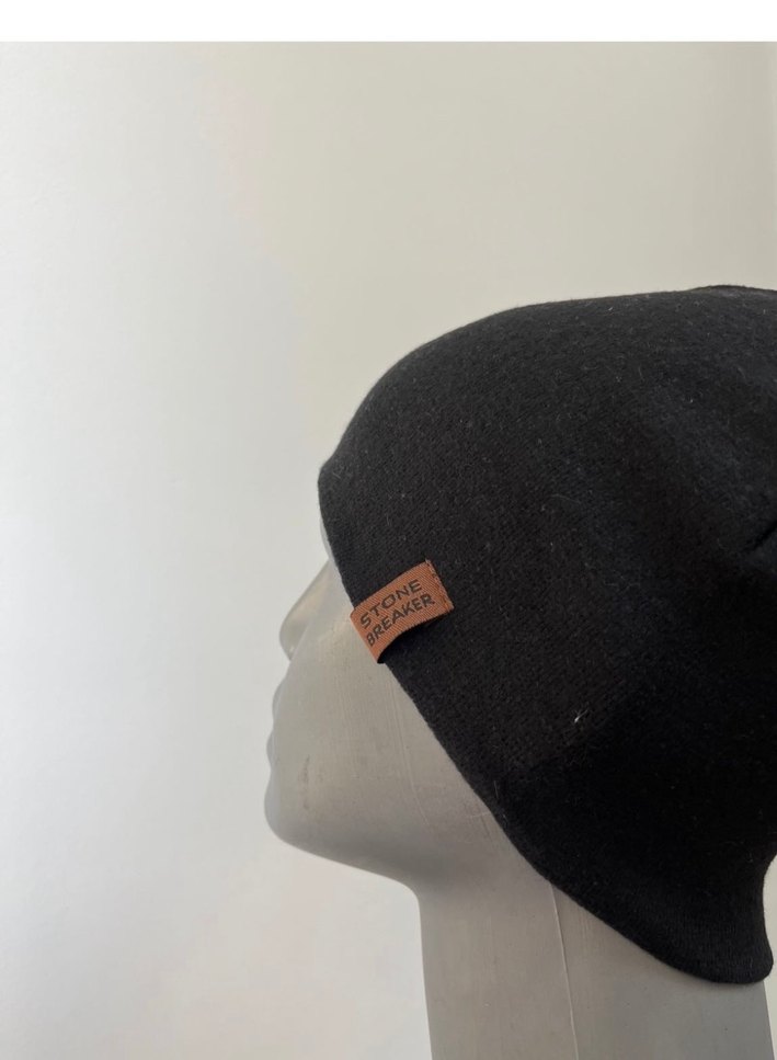 Siyah düz pamuklu penye bere - Görsel 2