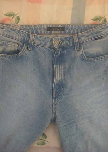 m Beden Mavi Kadın Loose Fit Midi Denim Jean