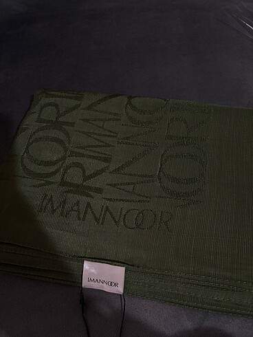 İMANNOOR İmza Monogram Haki Shiny Jakar Şal 70x200