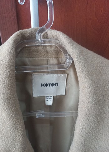 Koton Koton Bej Çift Düğmeli Kaban