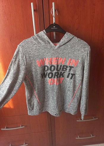 Defacto Kadın Gri Baskılı Kapüşonlu Sweatshirt