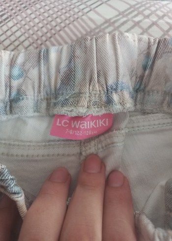 10 Yaş Beden Bohem Midi Kumaş Pantolon, Düğmeli, Gri-Beyaz