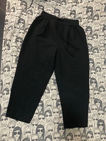 Siyah Keten Pantolon