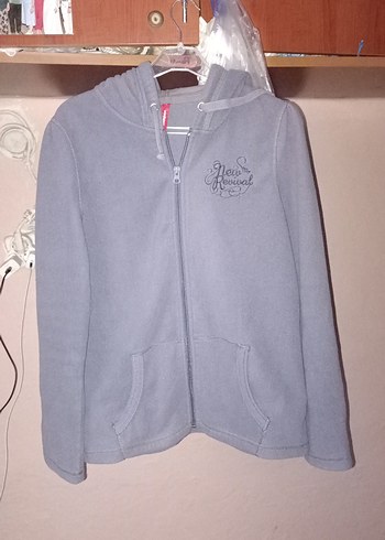 Kapüşonlu Fermuarlı Gri Ceket - Görsel 2