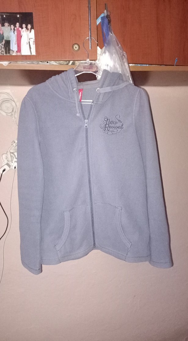 Kapüşonlu Fermuarlı Gri Ceket - Görsel 2