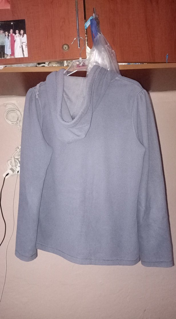 Kapüşonlu Fermuarlı Gri Ceket - Görsel 5