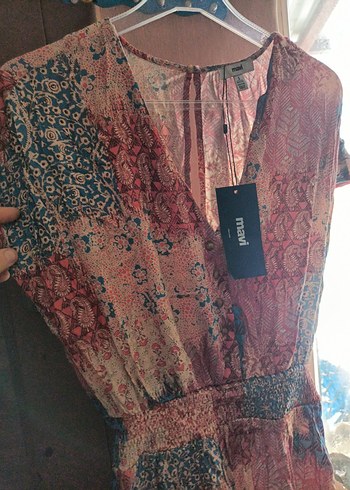 Bohem Tarz Çok Renkli Midi Kadın Elbise - Görsel 5