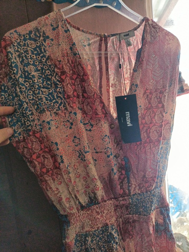 Bohem Tarz Çok Renkli Midi Kadın Elbise - Görsel 5