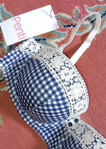 Nakışlı Mavi Vintage Bohem Sütyen - Görsel 3