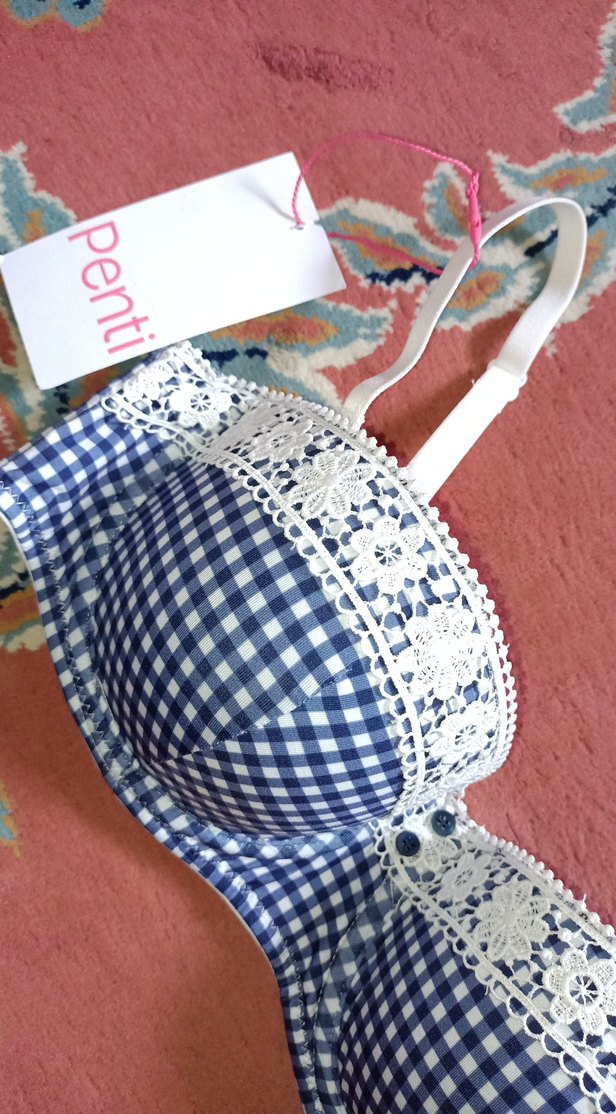 Nakışlı Mavi Vintage Bohem Sütyen - Görsel 3