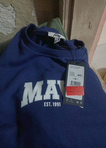 Mavi Baskılı Kadın Sweatshirt - Görsel 9
