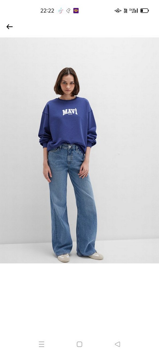 Mavi Baskılı Kadın Sweatshirt - Görsel 2