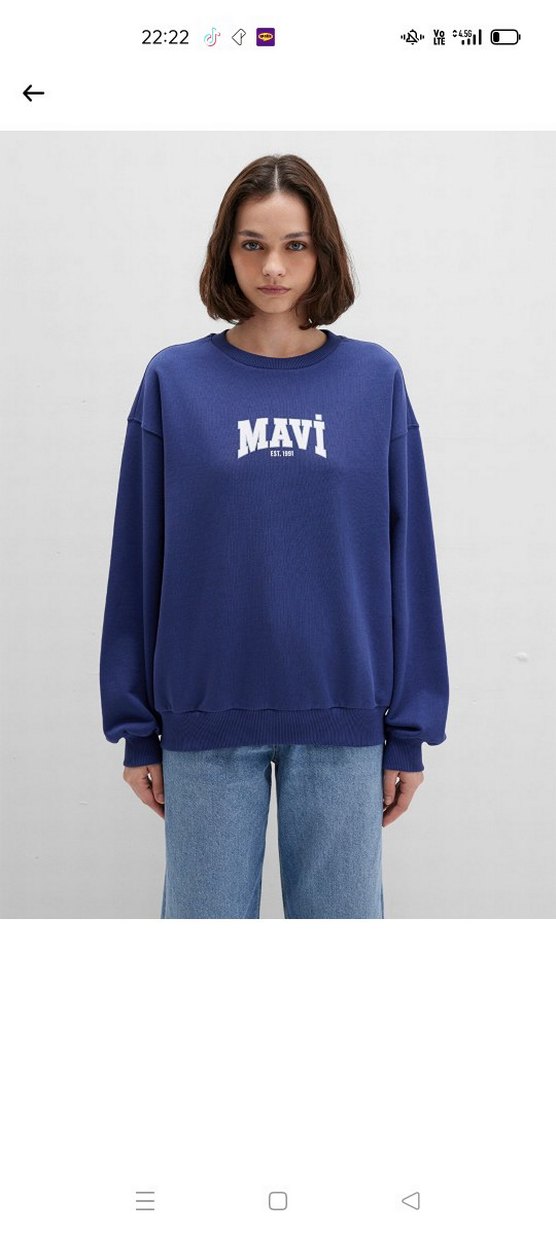 Mavi Baskılı Kadın Sweatshirt - Görsel 4
