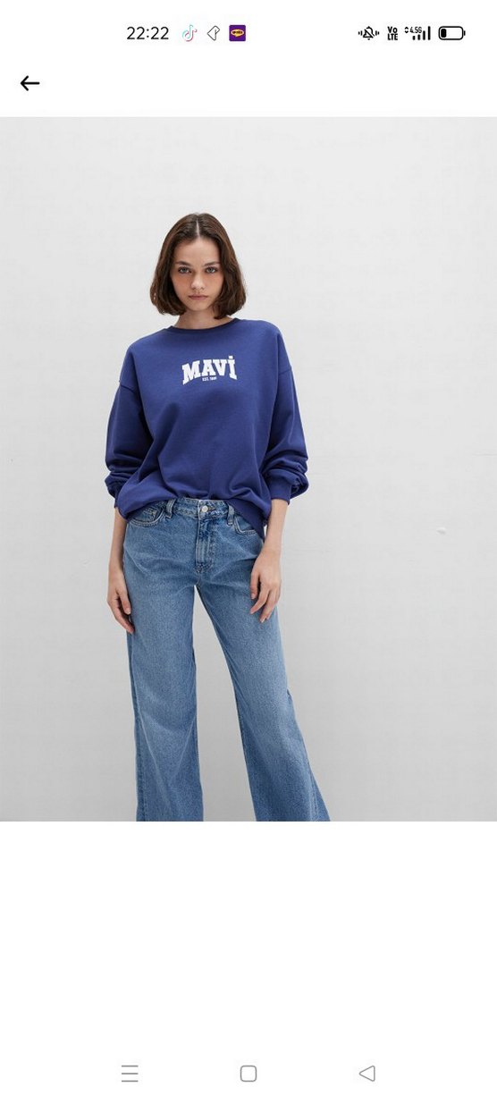 Mavi Baskılı Kadın Sweatshirt - Görsel 3