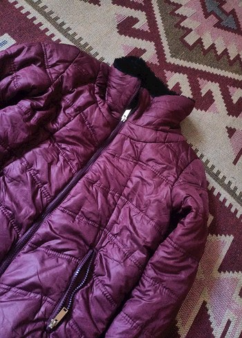 Bordo Fermuarlı Kadın Kışlık Mont - Görsel 4