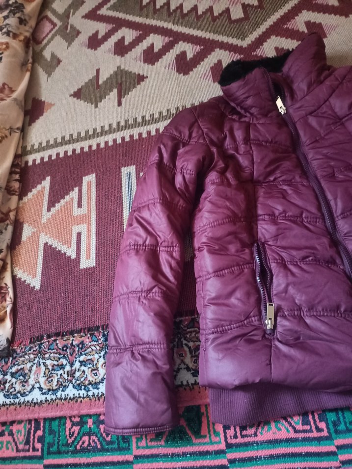 Bordo Fermuarlı Kadın Kışlık Mont - Görsel 3