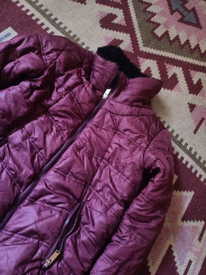 Bordo Fermuarlı Kadın Kışlık Mont - Görsel 4