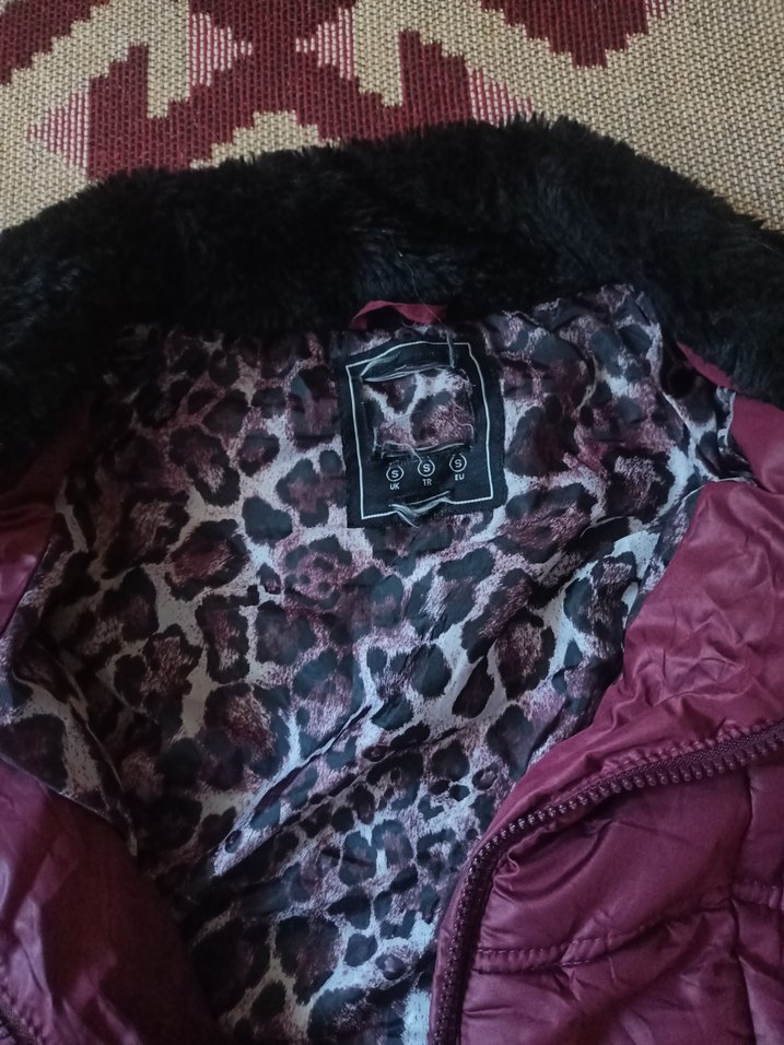 Bordo Fermuarlı Kadın Kışlık Mont - Görsel 5