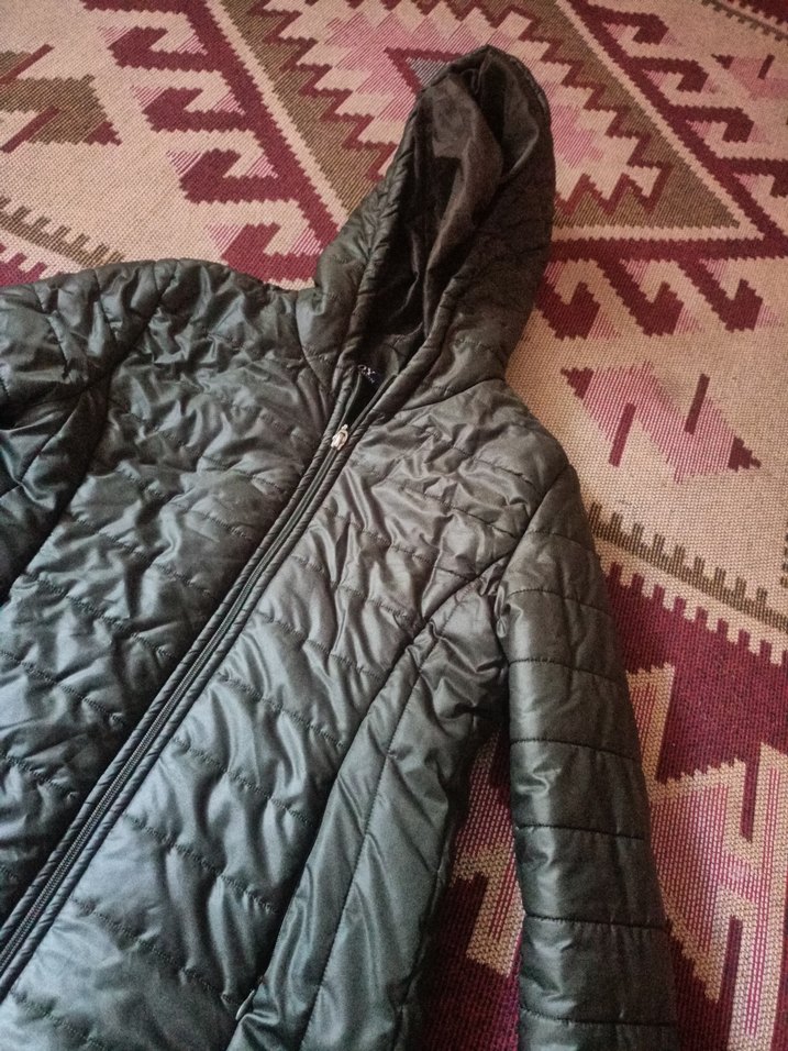 Kapüşonlu Koyu yeşil Kadın Kışlık Mont - Görsel 3