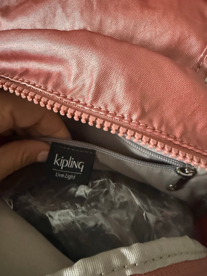 Kipling  Pembe Deri Kadın Sırt Çantası - Görsel 5