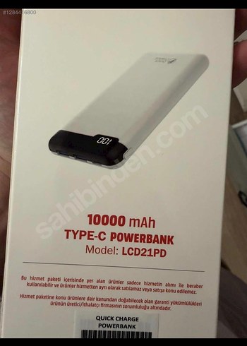 10000mAh Beyaz Type-C Powerbank LCD21PD - Görsel 2