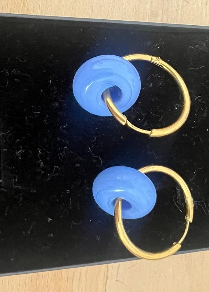 Çelik boncuklu küpe - Görsel 3