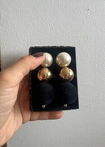 3 lü top küpe - Görsel 2