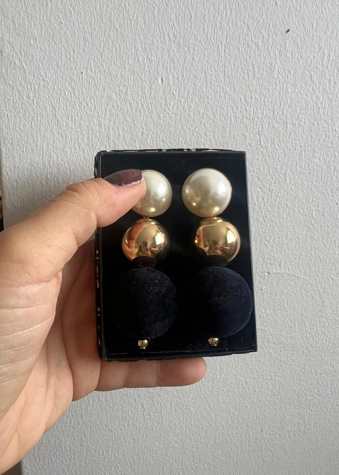 3 lü top küpe  - Görsel 2