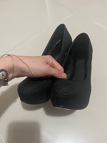 Siyah 36 numara platform topuklu ayakkabı - Görsel 2