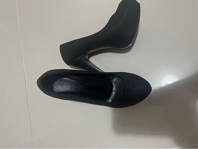 Siyah 36 numara platform topuklu ayakkabı - Görsel 5