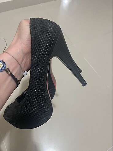Siyah 36 numara platform topuklu ayakkabı - Görsel 3